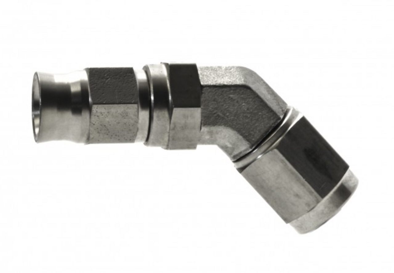 SWIVEL 45-DEGREE ELBOW (PTFE/TEFLON) AN3 STAINLESS STEEL