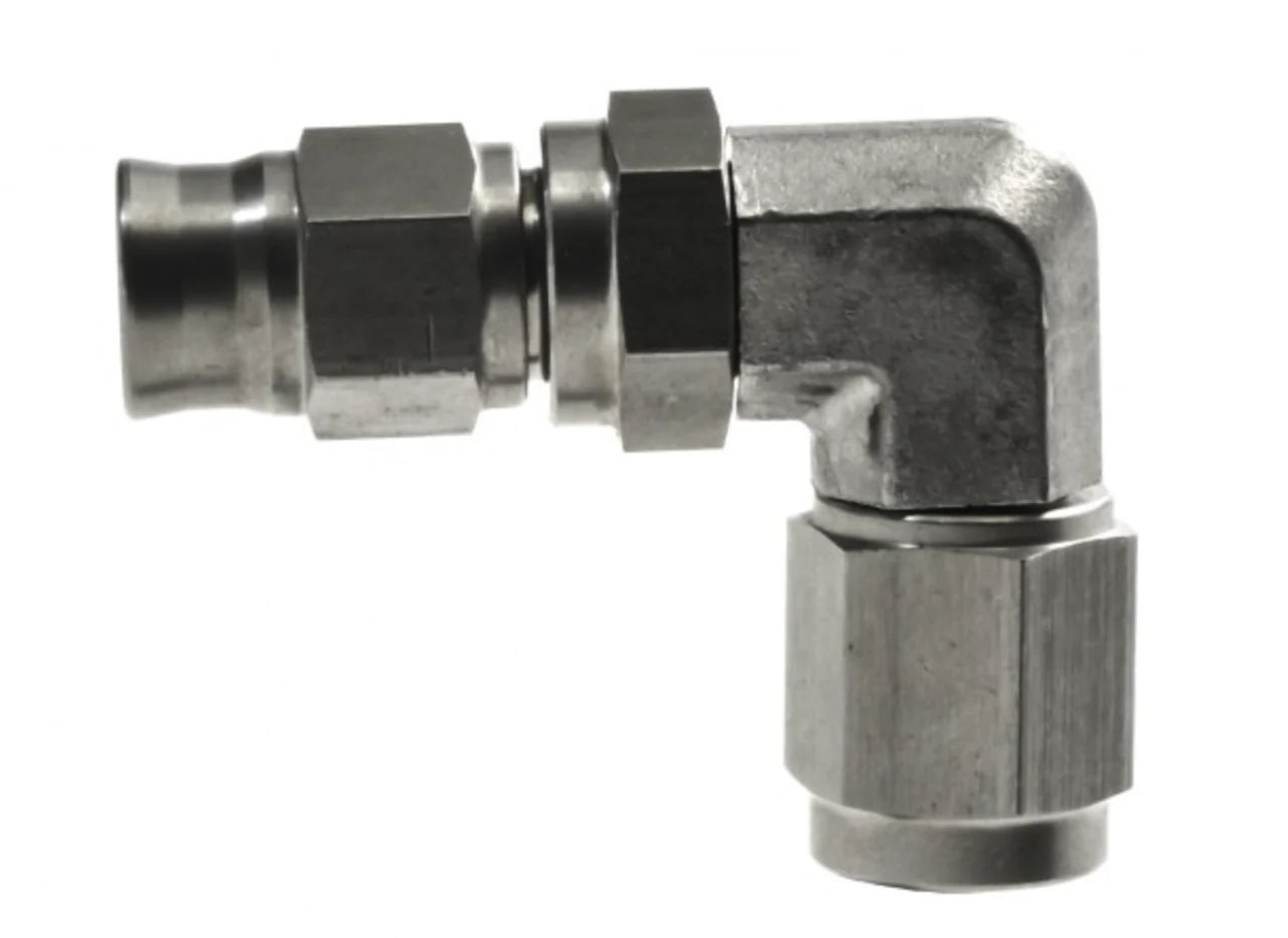 SWIVEL 90-DEGREE ELBOW (PTFE/TEFLON) AN3 STAINLESS STEEL